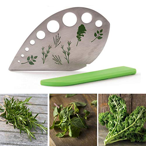 DAYREE 9 Holes Stainless Steel Leaf Herb Stripper with Blade and 3 PCS Plastic Herb Pealer for Chard, Mint, Thyme, Basil, Collard Greens, Rosemary - Thumbnail 4