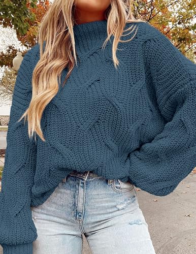 PRETTYGARDEN Women's Fall Oversized Pullover Sweaters Casual Crewneck Long Sleeve Chunky Cable Knit Tops Winter Clothing