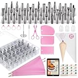 Kootek Piping Bags and Tips Set, 90pcs Cake Decorating Supplies Kit with 55 Numbered Piping Tips,...