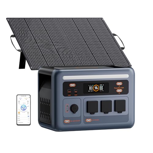 OSCAL PowerMax 1800SE Stazione Elettrica Portatile 1800W (3600W di Picco), Batteria 1024Wh LiFePO4 Generatore Solare con 1 * 100W Pannello, App, Di Alimentazione per Campeggio, Camper e Domestico