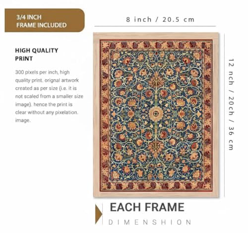 Image of BLINKART Wiliam Moris Aesthetic Art Walls With Frame | Natural Wood Texture | Living Room Bedroom Office Wall Decoration | Poster Home Decor Frames Wall Bedroom | 12x8 Inches (D394)