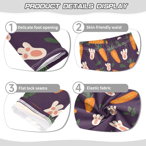 Cute Carrot Footprint Girls Leggings Ultra Soft Compression Yoga Gym Pants for Kids 4-10T3