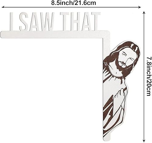 Miniatura 6 de Tendiren Decoración creativa para esquina de puerta, letrero de puerta divertido de madera Jesús lo vi, bendiga este hogar decoración de pared,