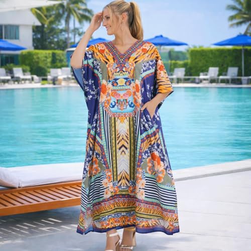 Image of Miss Lavish London Kaftan Dress- Swimwear Coverups African Kaftan Dress, Summer Kaftan for Women