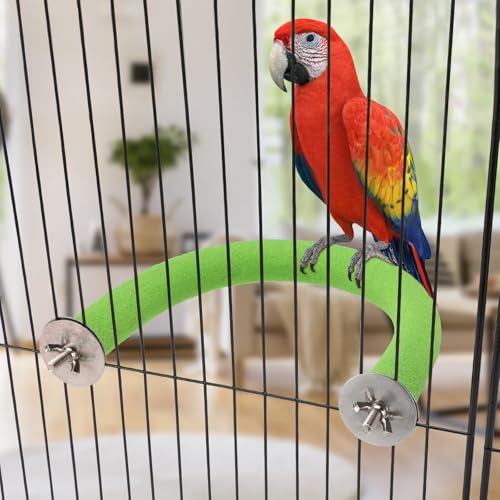 Image of Rypet U Shape Parrot Perch Stand Toy for Paw Grinding Clean Stick Exercise, Rough-Surfaced Quartz Bird Perch Standing Cage Accessories for for Small Parakeets Cockatiels Conures Macaws Finches(Green)