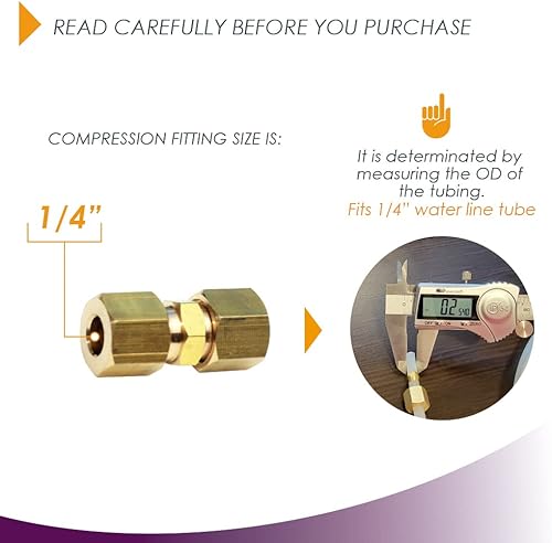 Miniatura 6 de Tubo de compresión de latón para máquina de hielo, unión, 516 pulgadas de diámetro exterior x 516 pulgadas de diámetro exterior, 2 unidades