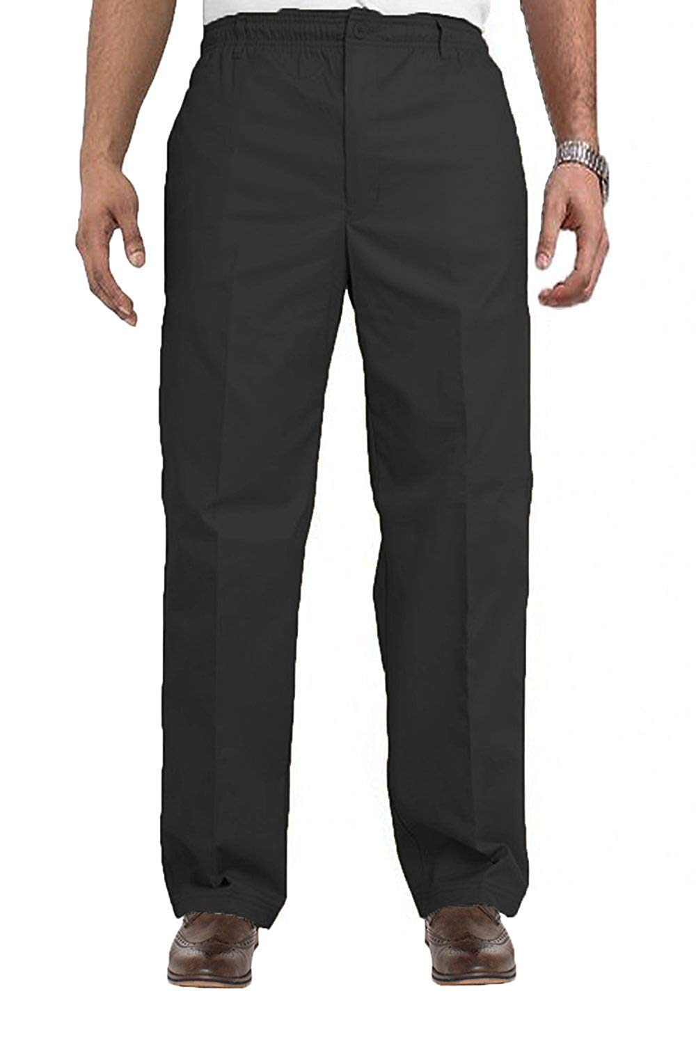 Carabou Men's Black Elasticated Waist Smart Casual Rugby Trousers (46/29, )