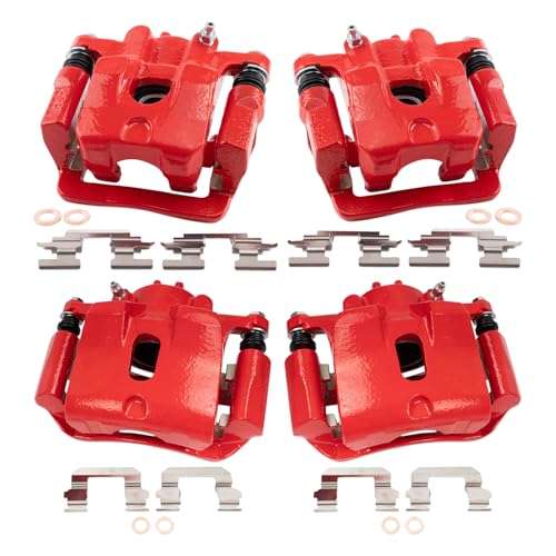Image of TRQ Performance Front and Rear Brake Caliper Set Brackets Coated Compatible with 2003-2008 Honda Pilot