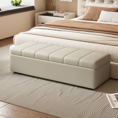 Slish Bei - Banco de cuero para entrada de zapatos, taburete versátil para sala de estar y dormitorio, juguete perfecto Sto Solut (130 cm)