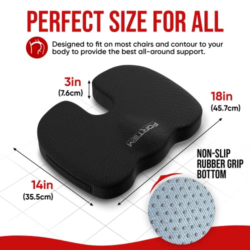 FORTEM Chair Seat Cushion for Office Chair, Lumbar Support Pillow, Car Seat Cushion, Back Support Memory Foam Pillow Washable Cover (Black) - Image 5