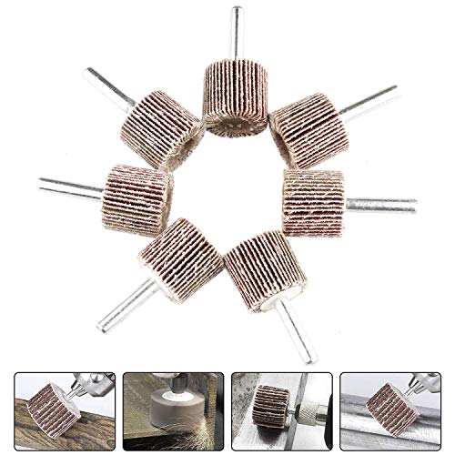 Aselected ASUS-FLAPWHEELS-1X1IN80G-10P 1 Inch X 1 Inch X 1/4 Inch Shank Mounted Flap Wheels, 80 Grit Aluminum Oxide Mounted Abrasive Grinding Tool thumb #3