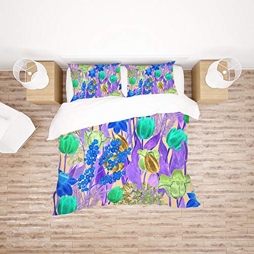 Housse de couette fleurs de printemps en polyester ultra doux et durable