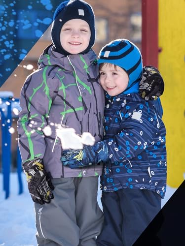 Image of Honoson 2 Pairs Kids Snow Gloves, Winter Waterproof | for Outdoor Snowboard Sledding, Warm Fleece Lining, Windproof, Adjustable Wrist Strap, Youth Cold Weather Ski Glove