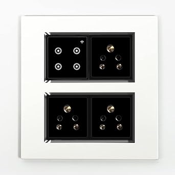 L&G 8 Modular Smart Switch Board | 1 Smart Switch, 3 Smart Plugs | Smart Switch, Smart Touch Switch | German Technology meets Indian Standards (Compatible with Alexa, OK Google & SIRI Shortcut) (Size: 8M Square- 154 x 160 x 45 mm)