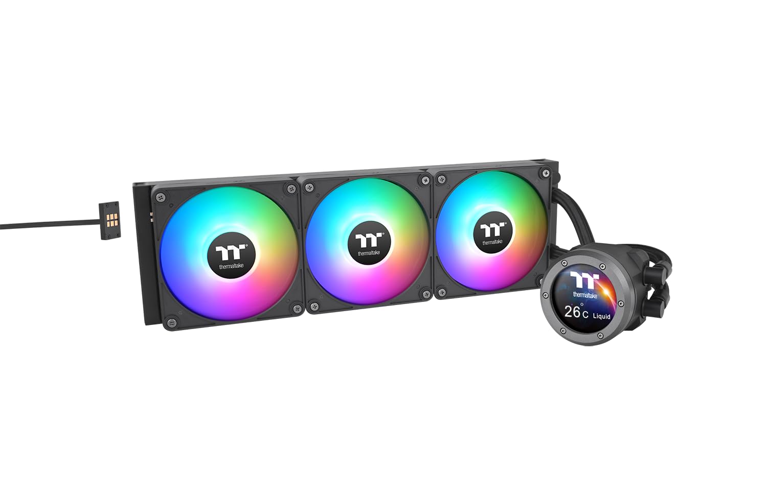 Thermaltake | TH420 V2 Ultra EX ARGB Sync | 420mm AIO CPU Wasserkühlung | 2,1″ TFT-LCD (480×480) | MagForce 2.0 Quick Connect | 3x CT140 EX ARGB Sync PWM | sehr leise | Intel LGA1851/1700 & AMD AM5