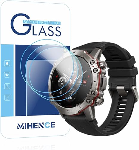 Mihence - Protector de pantalla compatible con Amazfit Falcon película protectora de vidrio templado antiarañazos 9H para reloj inteligente Falcon