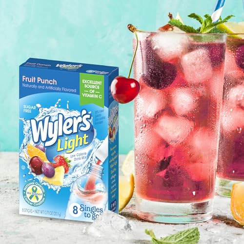 Image of Wyler's Light Singles To Go Water Drink Mix, Fruit Punch, 96 Ct