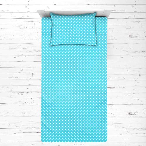 Bacati - Pin Dots 100 Percent Cotton Bed Sheets (3 pc Toddler Bed Sheet Set, Turquoise)