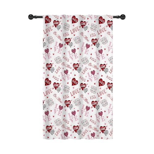 YONGFOTO Rideaux Romantiques pour Chambre à Coucher, Doux Rouge Rose Cœur Amour Fille Vintage Filtrant la Lumière Rideaux de Fenêtre avec Passe-Tringle...