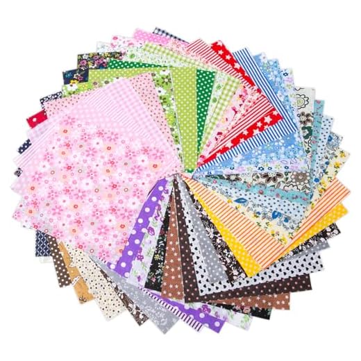 Rebanky 70 pièces Tissus en Coton Patchwork15×15cm Multicolore Imprimé Floral Tissu Floral Tissus en Coton Bundle Tissus Patchwork avec 10 Couleurs pour Vêtements Quilting, DIY Artisanat, Scrapbooking