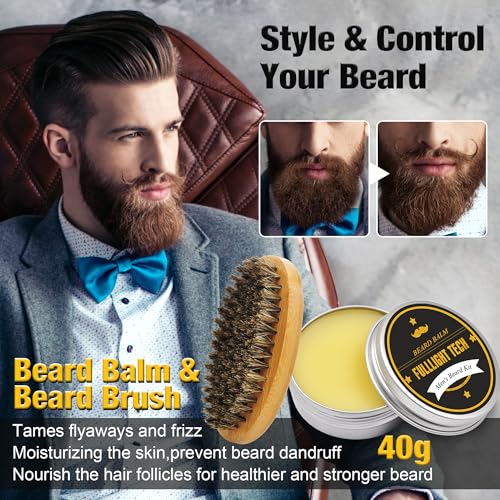 Beard Kit for Men Grooming & Care W/3 Pack Beard Oil, Wash, Balm, Comb, Brush, Scissors,Fathers Birthday Anniversary Valentines Gifts for Him Boyfriend Husband Dad Men Christmas Stocking Stuffers - Image 6