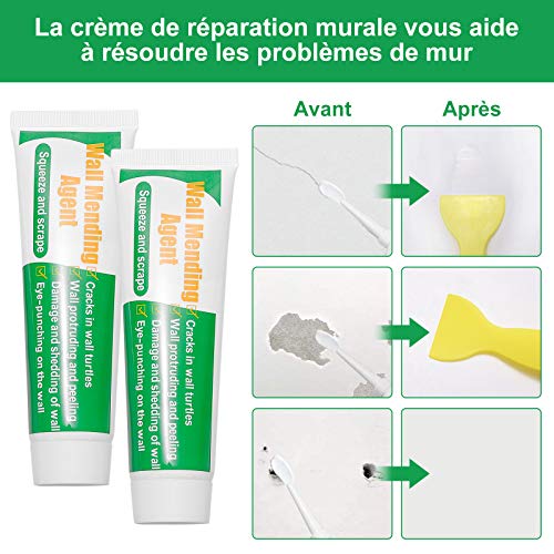 ZITFRI 200 g Wall Mending Agent Cream plamuurmassa voor de reparatie van huismuur, gebruikt voor reparatie van schade aan muren (2 stuks) - Afbeelding 6