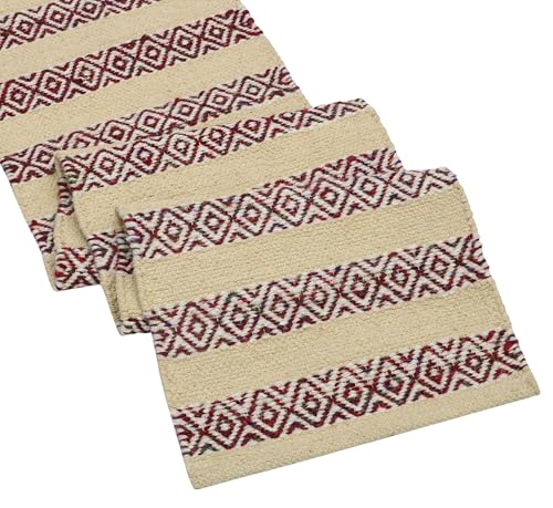 Image of The Home Talk Handwoven Chocho Yarns Table Runner 4-6 Seater - Eco-Friendly, Textured, Durable for Dining Table, Coffee Table, Console - 13x72 Inches