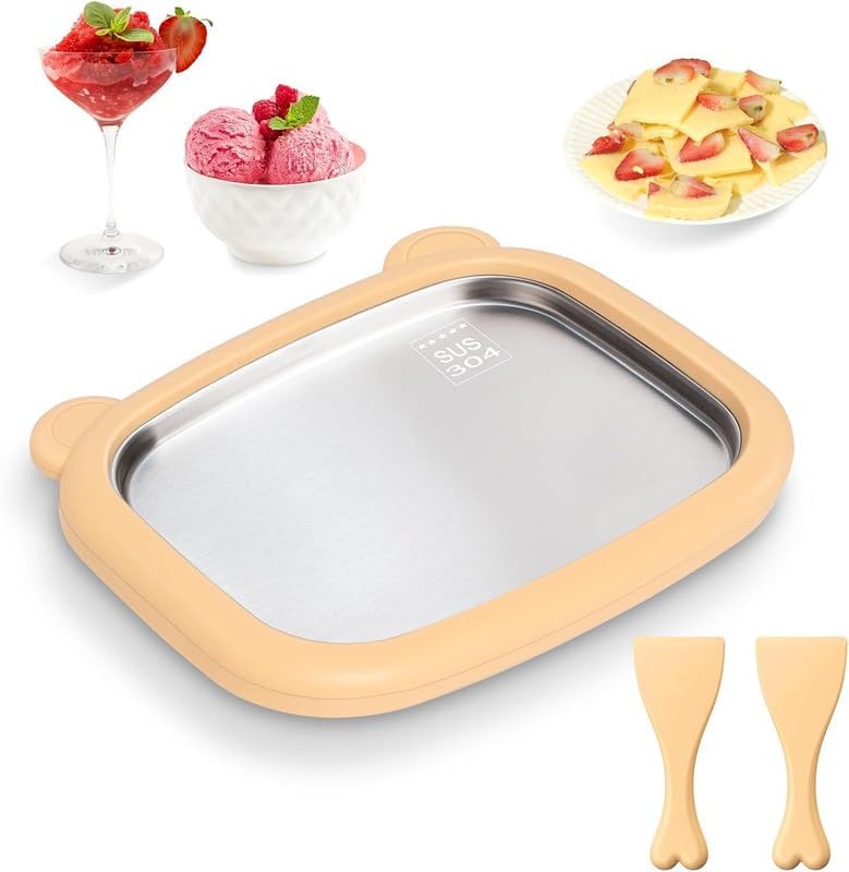 Bear-Shaped Mini Ice Cream Maker – Portable Quick Freeze Pan with Two Spatulas for DIY Frozen Treats – Perfect Kitchen Gadget for Kids (1 Pcs)