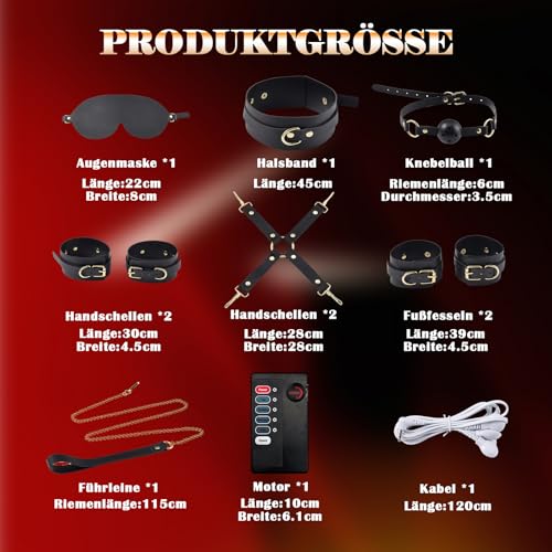 Elektroschock Halsband Sex Toyset für Paar Set Extrem Fesselsatz BDSM Bondage Set Fesseln Handschellen Sexspiele Fesseln Extrem Fesselset Sex Spielzeug Paare Frauen Männer Erotisches