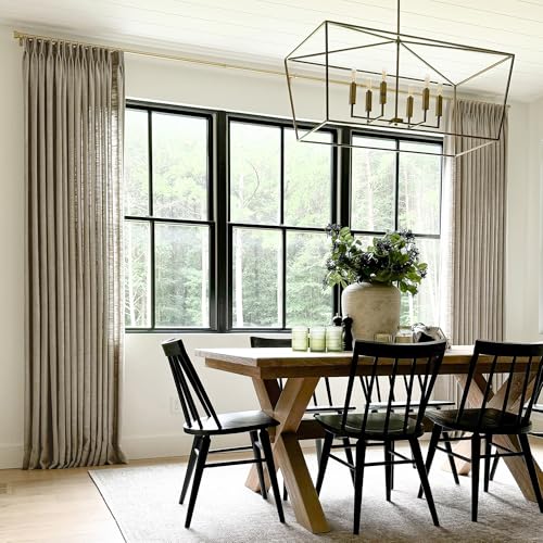 TWOPAGES Pinch Pleated Curtain 90 Inches Long Taupe Grey Faux