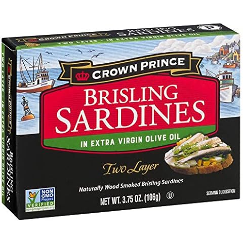 Crown Prince Two Layer Brisling Sardines in Extra Virgin Olive Oil, 3.75-Ounce Cans (Pack of 12) Cover