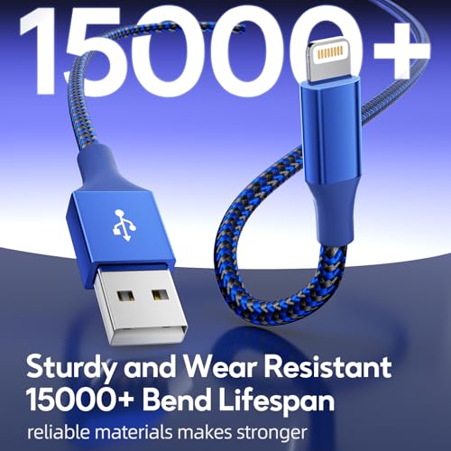 Image of 3 Pack 10 FT iPhone Charger Fast Charging Cord MFi Certified Lightning Cable Nylon Braided iPhone Charger Cord Compatible with iPhone 14 13 12 11 Pro Max XR XS X 8 7 6 Plus SE and More