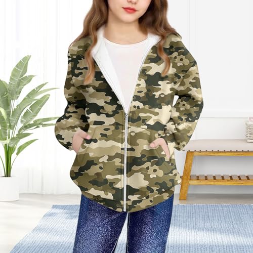 Splicing Color Girls' Zipper Hoodies Fashion Trendy Fleece Warm Hooded Sweatshirt Children Sport Jacket 4-12 Years4