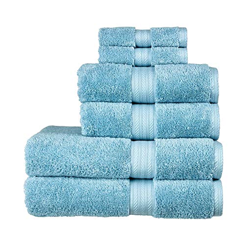 Christy Renaissance 6 Piece Towel Set | Soft Chambray Blue | 100% Egyptian Cotton Pile | Luxuriously Soft and Super Absorbent | 675 GSM | 2 Bath Towels 2 Hand Towels 2 Face Cloths option