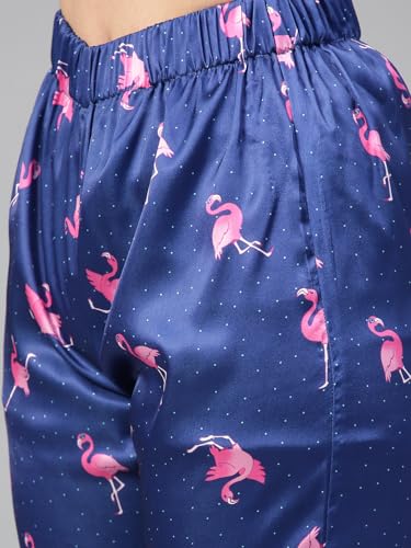 Image of KOTTY Women's Printed Satin Night Suit Shirt & Pyjama Set