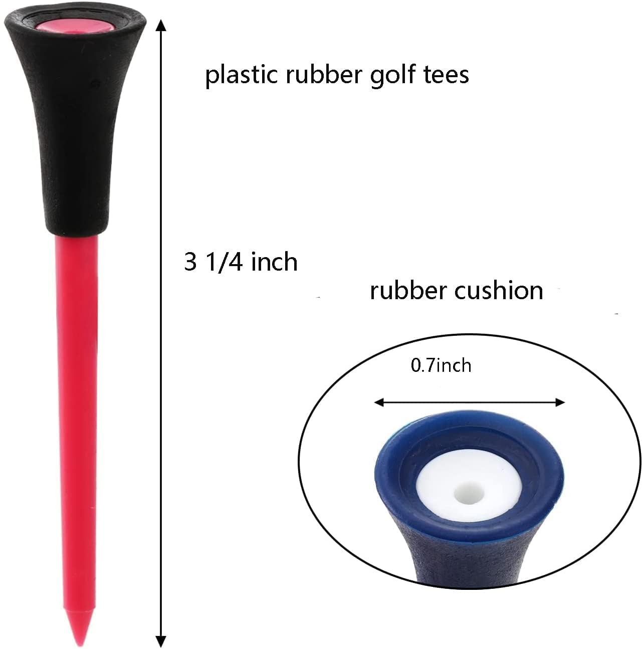Golf Tees 50 Pack 3 1/4 Pulgadas Irrompible Plástico Colores Mezclados