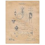 Vintage Pocket Mechanical Watch Patent Prints, 1 (11x14) Unframed Photo, Wall Art Decor Gifts Under 20 for Home Office Garage Shop Man Cave School Student Teacher Coach Manual Winding Engineer Fans -  STARS BY NATURE