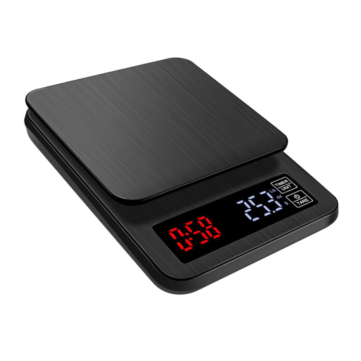Mikikit Báscula Digital para Alimentos de Cocina y Café con Temporizador, Capacidad 5 Kg, Pantalla LED Grande, Sensores de Alta Precisión, Base Antideslizante, Adecuado para Hornear