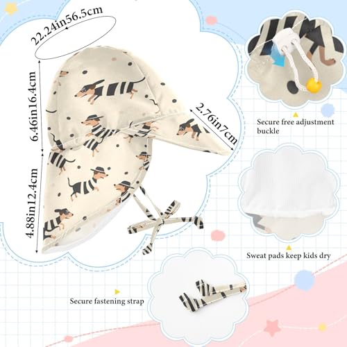 Baby Boys Girls Sun Hat Boy Beach Caps Girl Sun Protection Neck Flap Traveling Camping Hat Cute Cartoon Dachshund4