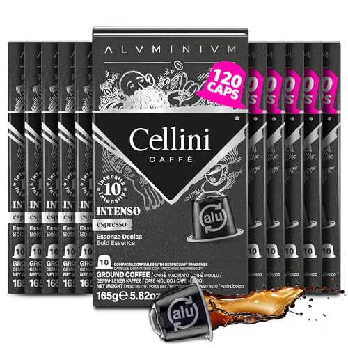 Image of Cellini Caffe Intenso Aluminum Nespresso Pods, 120 Count, Dark Roast Coffee Capsules, 100% Nespresso Original Machine Compatible, Extra Strong