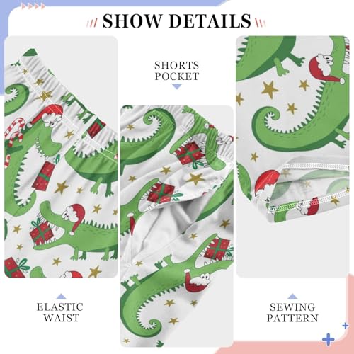 ZZXXB Christmas Crocodile Boys Long Pants Soft Trousers Elastic Waist Kids Lounge Bottoms with Pockets S-XL4