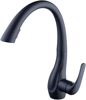 Beelee BL1749B - Grifo de cocina profesional con caño extraíble, rociador extraíble, montaje sobre encimera, acabado negro