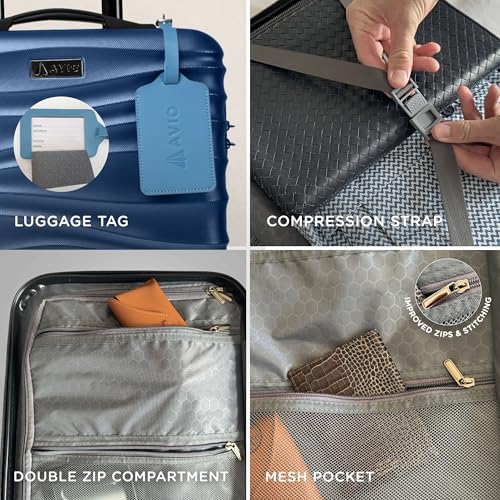 Image of CUQOO 45x36x20cm Lightweight Hard Cabin Suitcase Approved by Over 100+ Airlines - Carry on Suitcase with 4 Wheels & Combi Lock | ABS Hard Case EasyJet, British Airways, Virgin Atlantic Emirate, Navy,