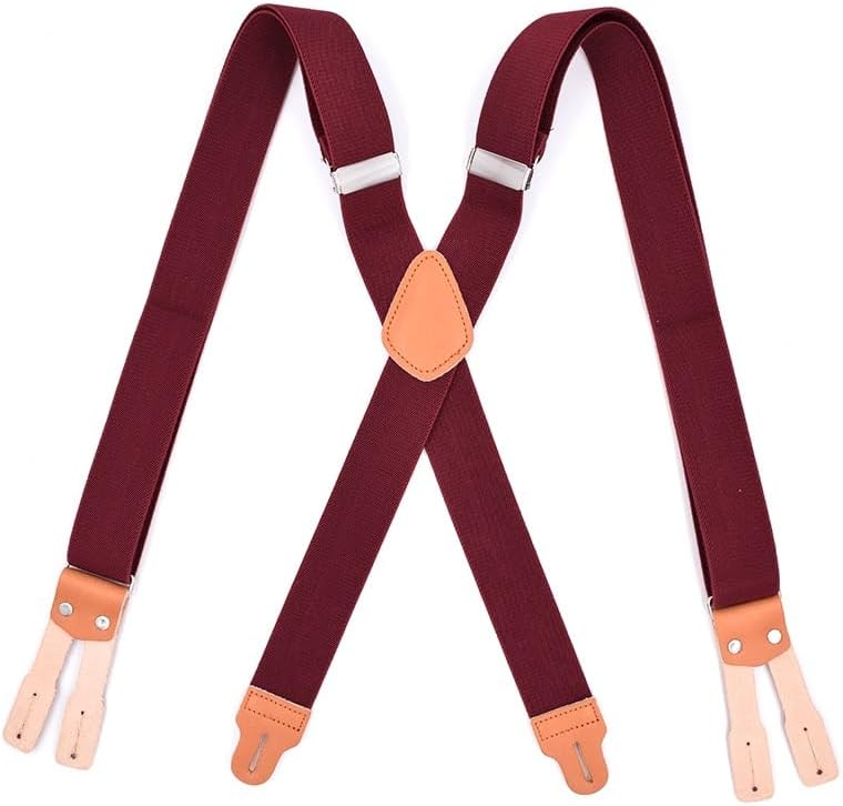 Polyester Man 6 Clips Type X Elastic Button Shoulder Strap Cross Suspenders
