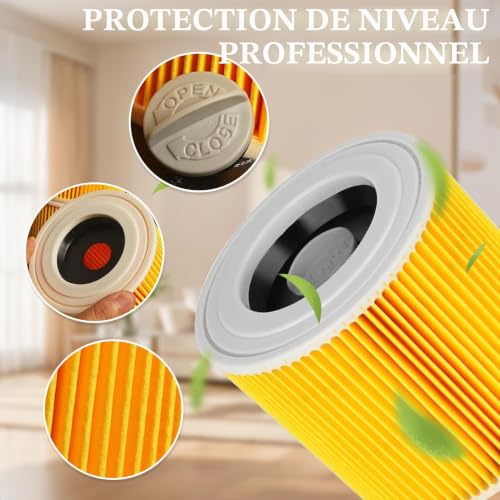 ACOMTUO 4 Filtres de Rechange pour Filtre Kärcher WD3, Filtration pour Filtres Kärcher WD3 WD2 WD1 MV3 MV2 A K KNT NT SE VC, pour Aspirateurs Kärcher Filtre/6.414-552.0 – vue 7