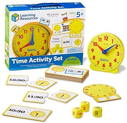 Learning Resources Time Activity Set, Homeschool, Analog Clock, Tactile Learning, 41 Pieces, Ages 5+ & Sight Word Swat a Sight Word Game, Visual, Tactile and Auditory Learning, 114 Pieces, Ages 5+