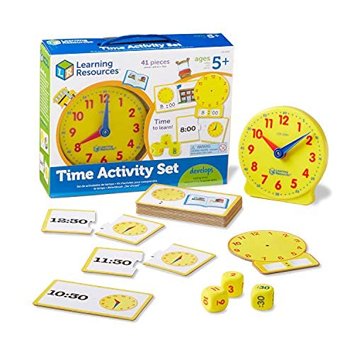 Learning Resources Time Activity Set, Homeschool, Analog Clock, Tactile Learning, 41 Pieces, Ages 5+ & Sight Word Swat a Sight Word Game, Visual, Tactile and Auditory Learning, 114 Pieces, Ages 5+