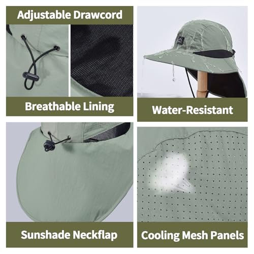 Image of ZOORON Kids Sun Hat with Neck Flap UPF 50+ UV Protection Wide Brim Breathable Fishing Safari Beach Summer Hat for Boys Girls