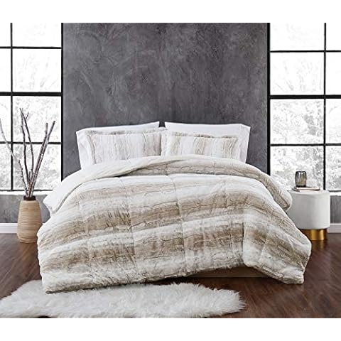 Christian Siriano Tan Snow Leopard Comforter Sets, King Cover