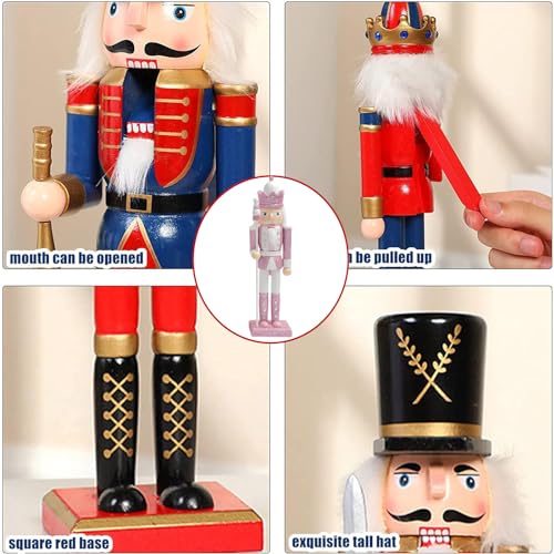 ATBEAMEN Wooden Christmas Nutcracker Soldiers,Large Christmas Nutcracker Soldier Ornament 30CM,Traditional Nutcracker Soldier Puppet Nutcracker Toy Gift for Kids Classic Xmas Pink Decor - Image 3